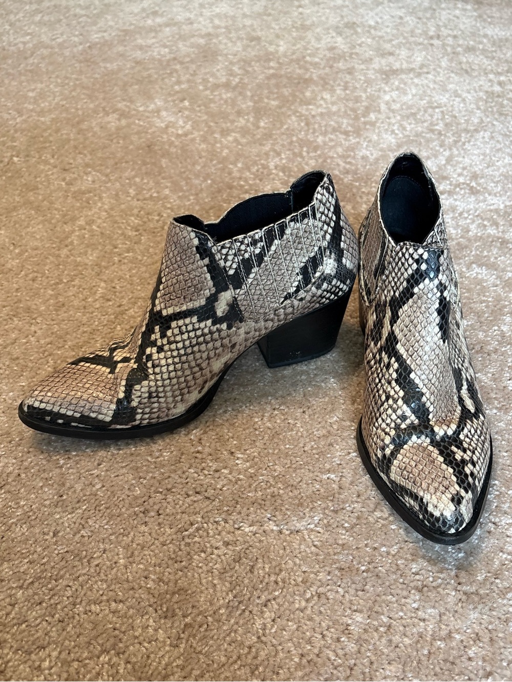 Snake-Print Ankle Booties